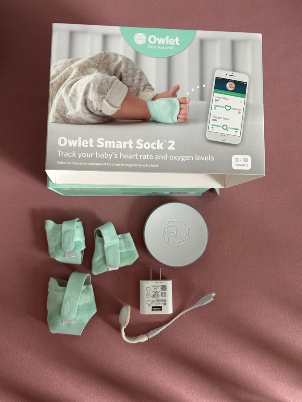 Owlet Smart Sock 2 Baby Monitor Socks - Mint